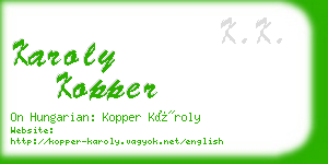 karoly kopper business card